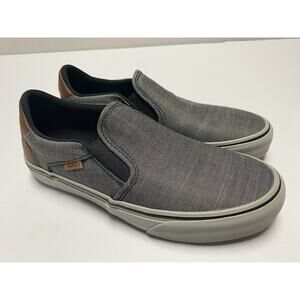 VANS Asher Deluxe Comfort Slip on Textile Mens 8 Skate Shoes Black Grey Brown